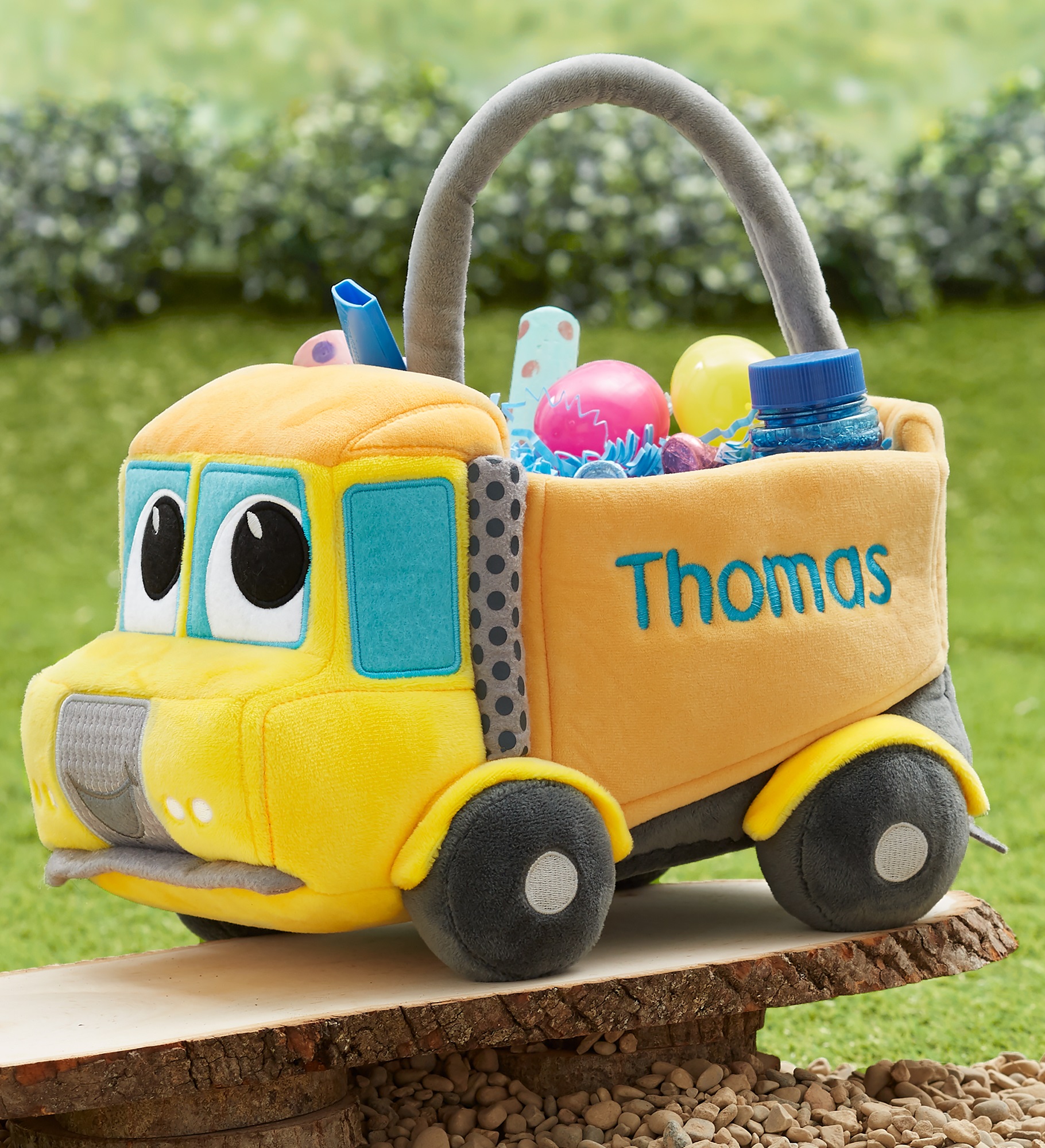 Construction Truck Embroidered Plush Easter Basket